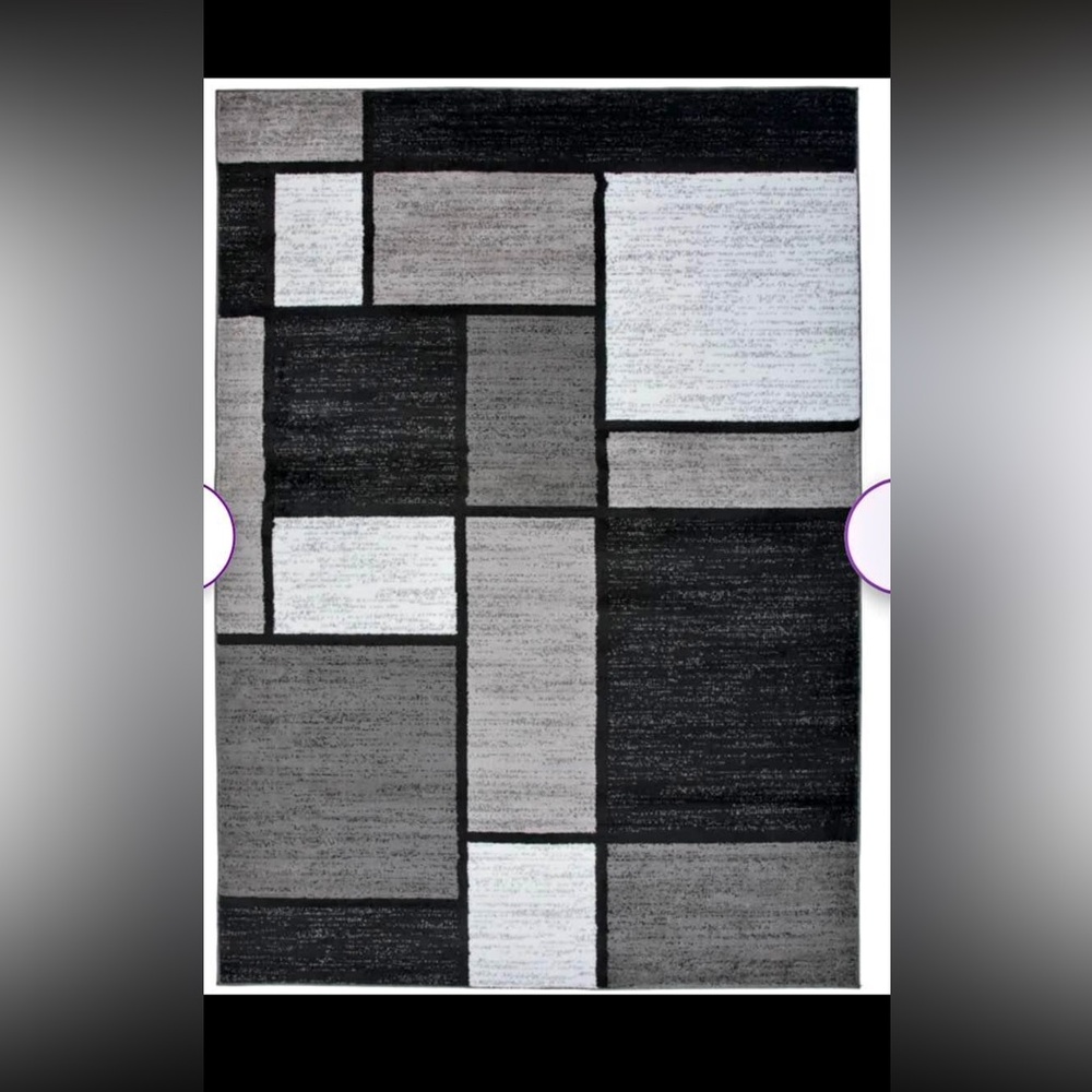 Modern Geometric Area Rug in Black and Gray